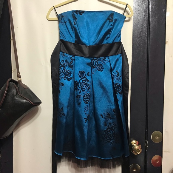 Formal Midi Blue and Black Dress - Picture 1 of 5